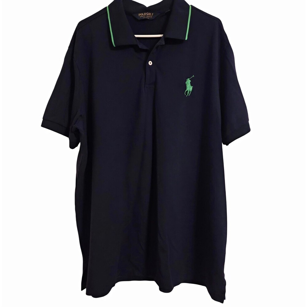 Polo Golf Ralph Lauren Men’s XXL Navy Polyester Classic Fit Polo Green Logo